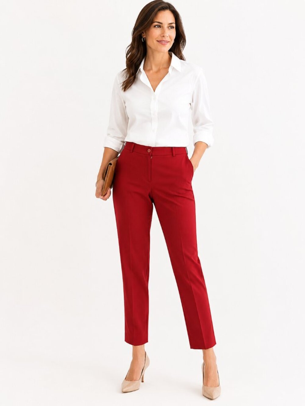 Talbots Hampshire Straight Leg Ankle Pants Red 16P Petite Business Casual NWT